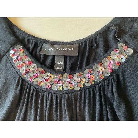 Lane Bryant Midi Dress NWT Sequined Neck Tie Belt Stretchy Black  Sz 22/24 Party - Picture 7 of 13